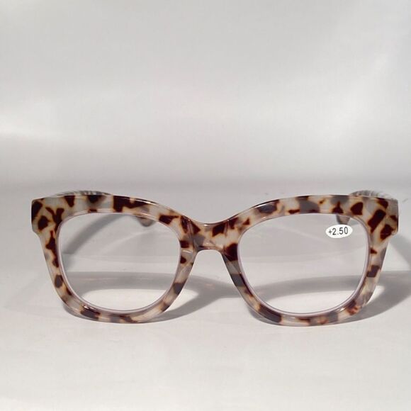 1143 Mona Reading Glasses 2.50 Sq Eyeglasses Pink and Black Tortoise Frames NWT - Picture 3 of 9